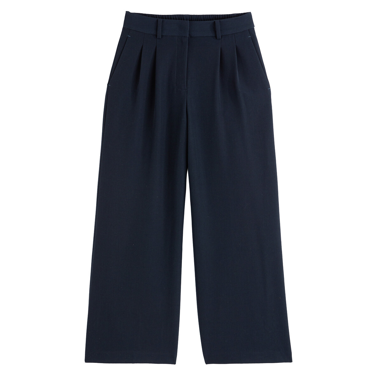 Pantalon raccourci, large à pinces bleu marine, LA REDOUTE COLLECTIONS
