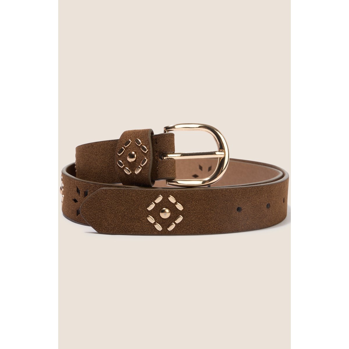 Ceinture fine aspect daim marron foncé, BREAL