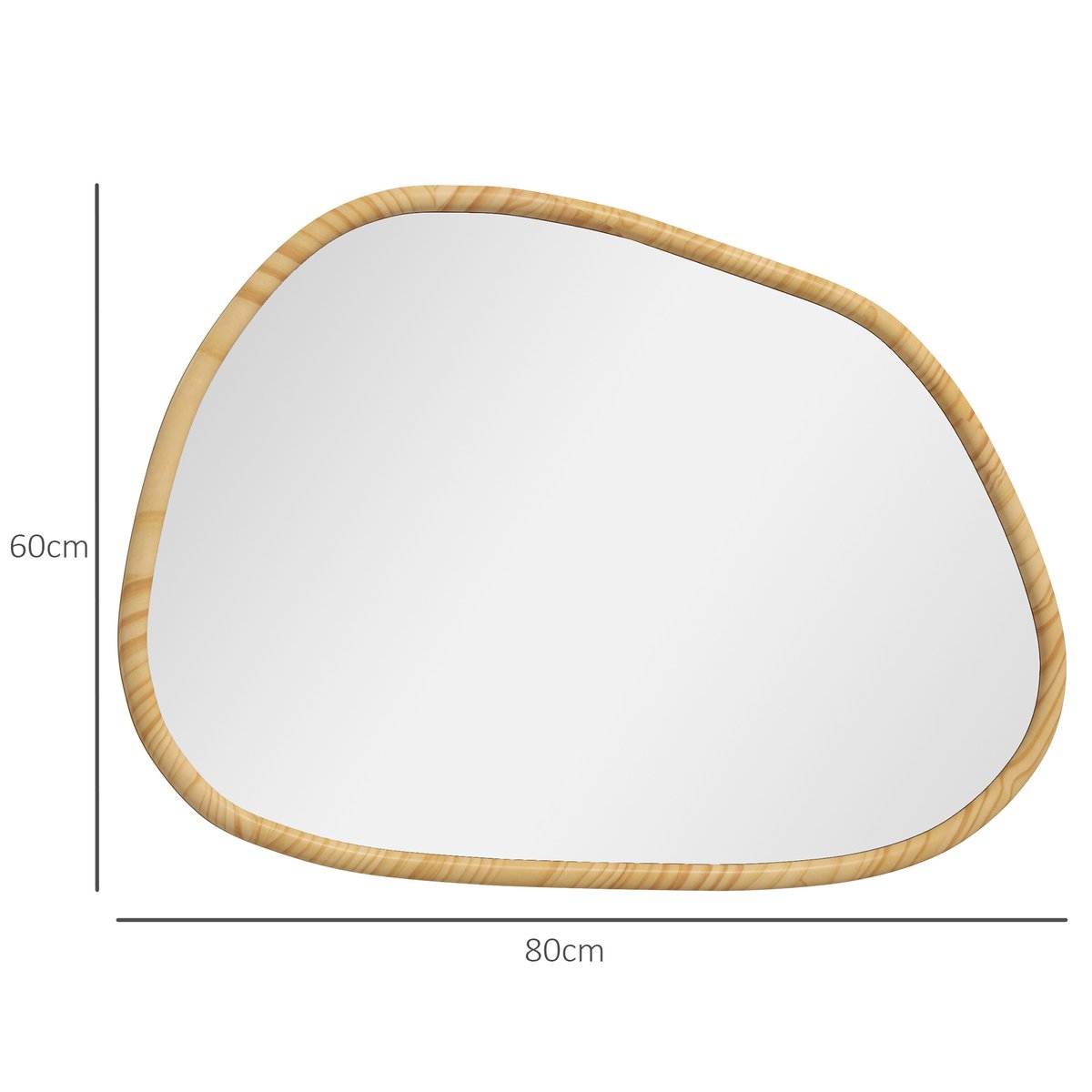 Miroir mural Bois de pin Bois naturel beige, HOMCOM