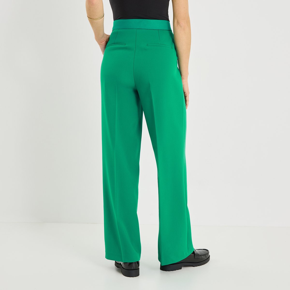 Pantalon large taille élastiquée vert, GRAIN DE MALICE