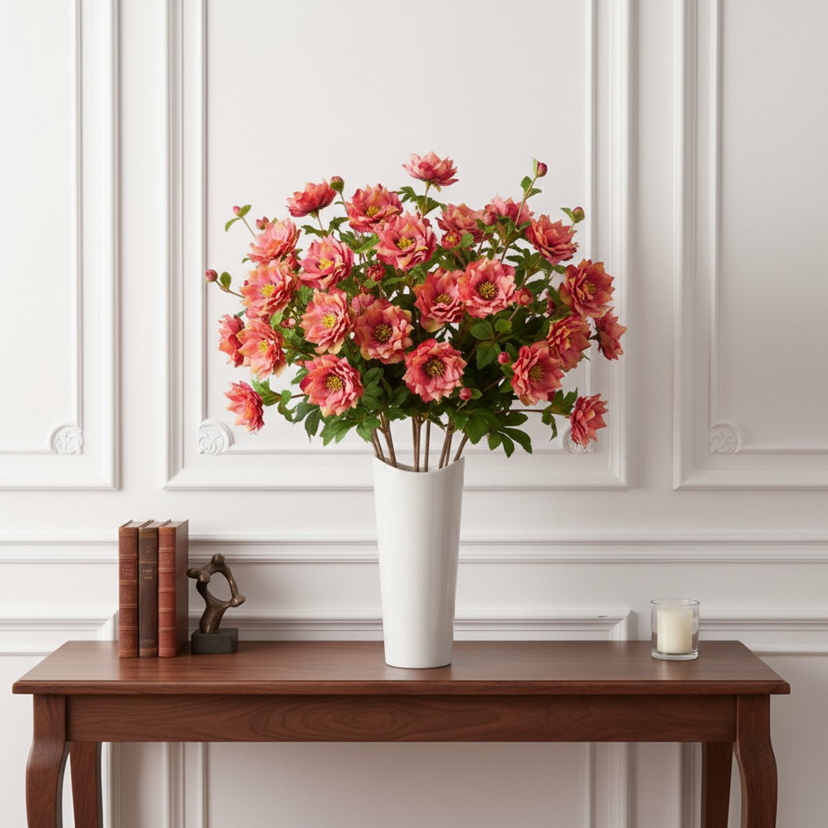 Tige de rose artificielle avec bourgeon H49 rose et jaune, SIA DECO