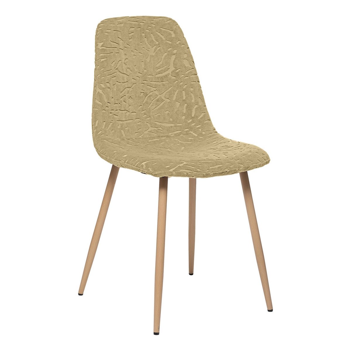 Lot de 4 chaises scandinaves en velours ajouré ROKA jaune, TOILINUX