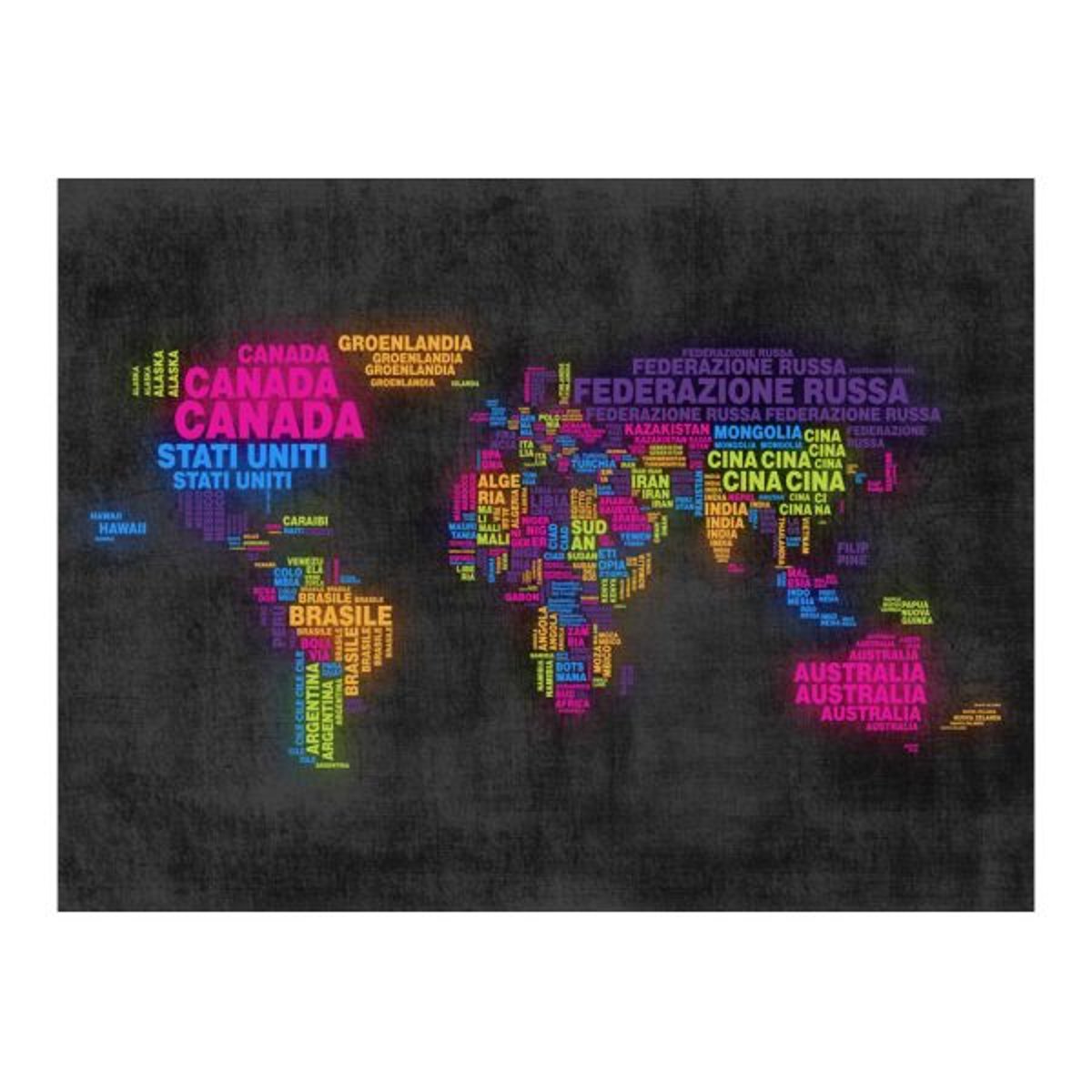 Papier peint intissé panoramique Carte du monde carte, en italien - couleurs multicouleur, EDEN