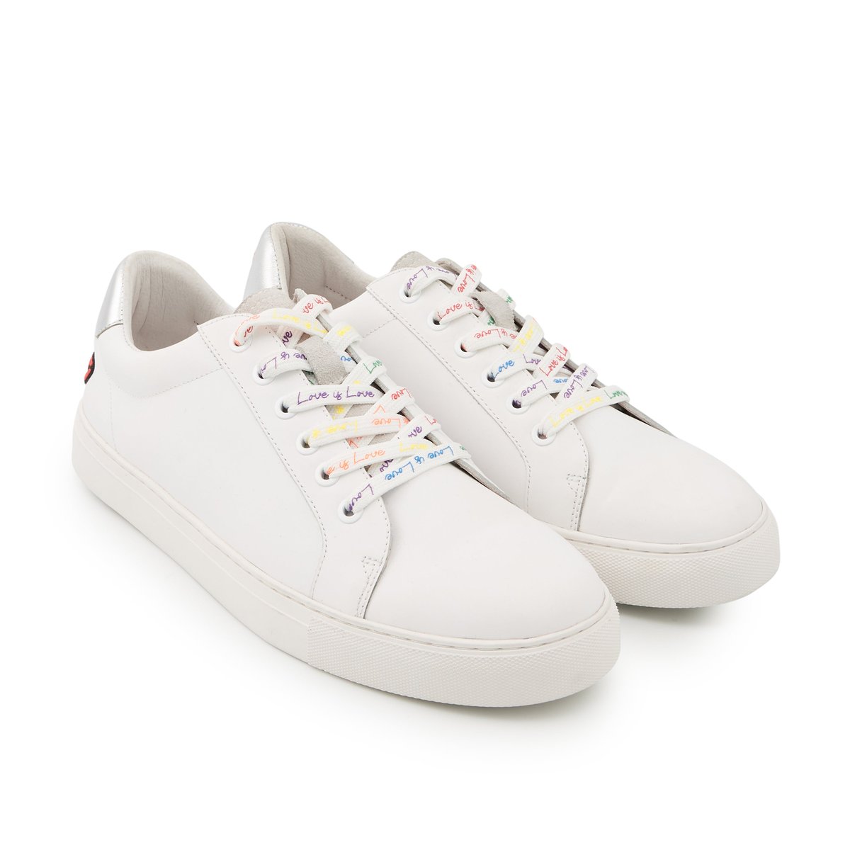 Baskets En Cuir Simone Love Is Love blanc, BONS BAISERS
