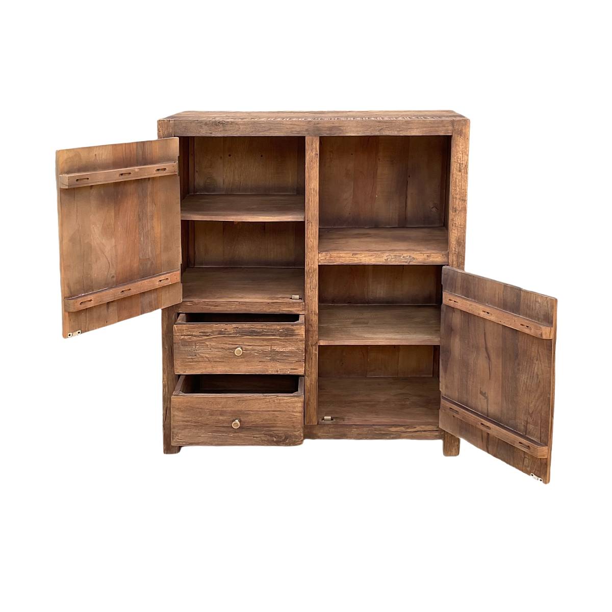 Petite armoire en bois recyclé INDRA bois foncé, MADE IN MEUBLES