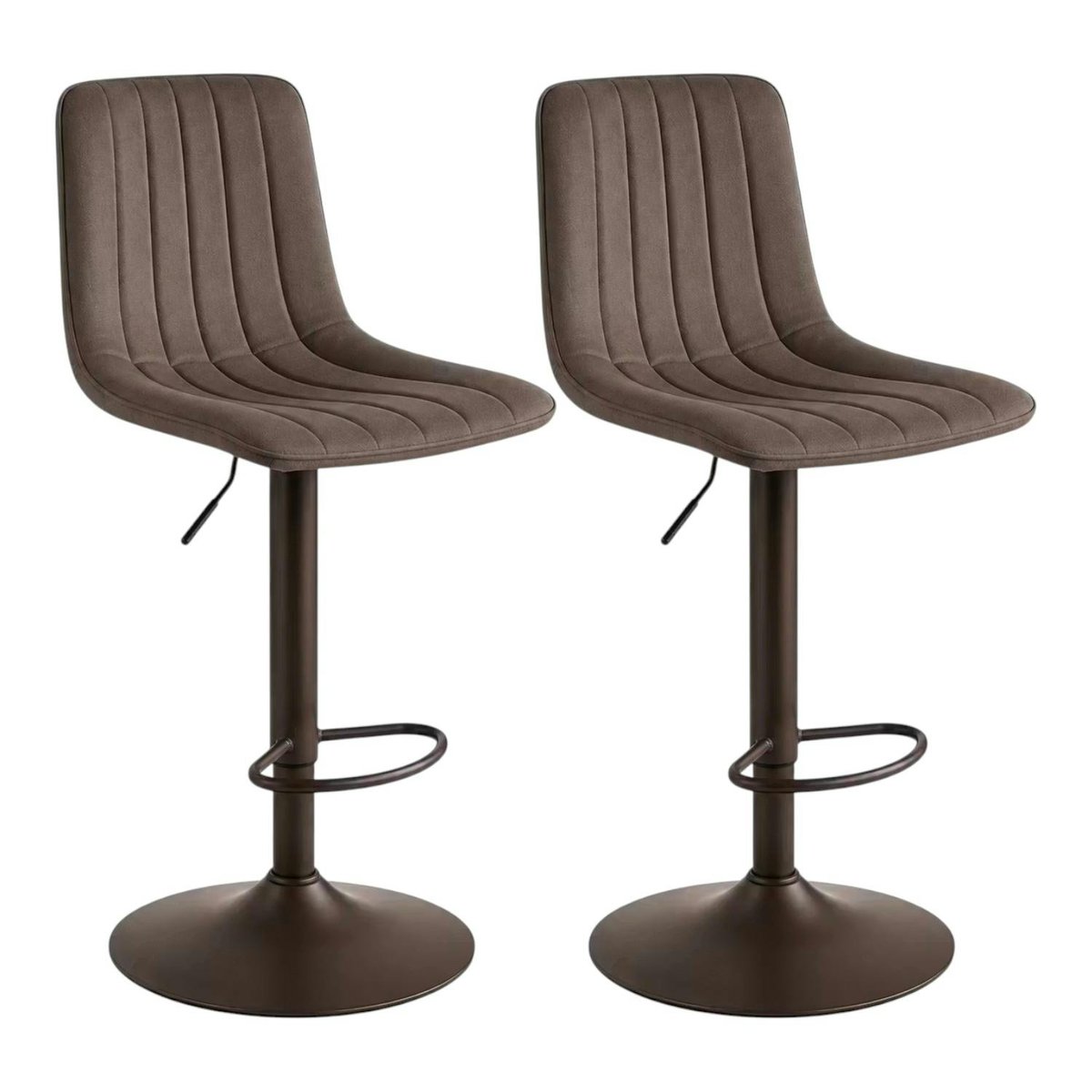 Chaise de bar en tissu coutures verticales (lot de 2) LORA marron, PIER IMPORT
