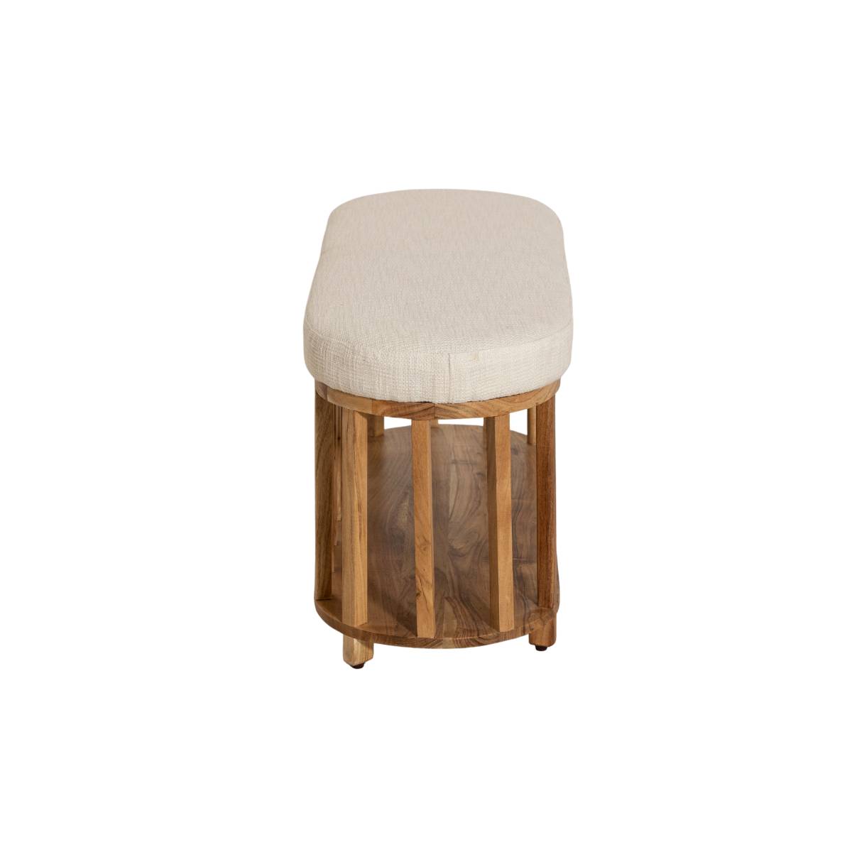 Banc en bois d'acacia et tissu ORANE bois clair, MADE IN MEUBLES