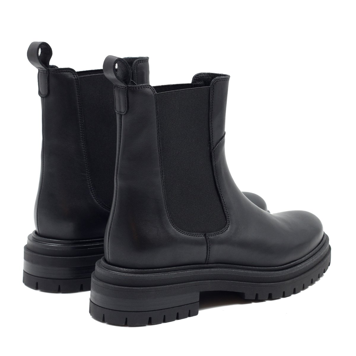 Bottines Chelsea crantées cuir lisse noir, JULES & JENN