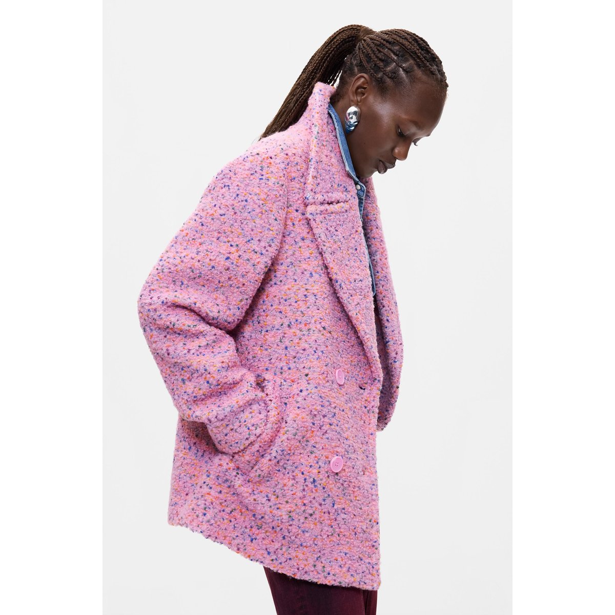 Manteau court à poches rose, DESIGUAL