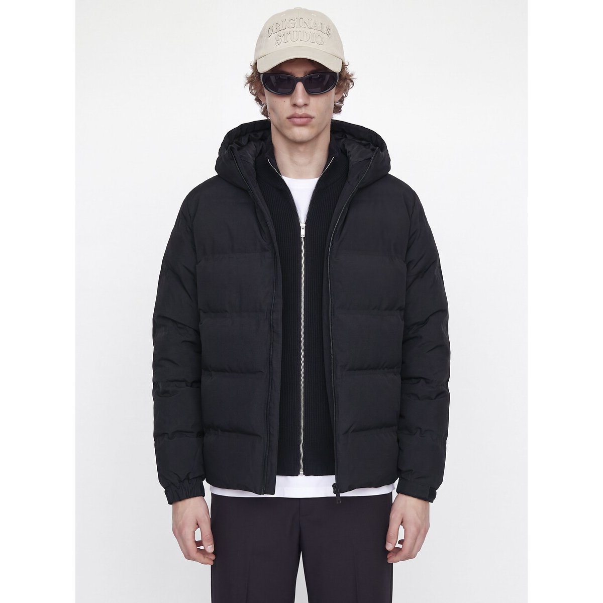 Doudoune courte capuche fixe col montant, plein hiver noir, JACK & JONES