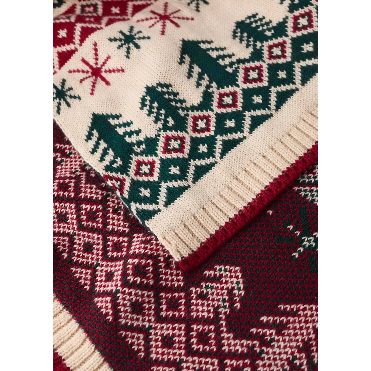 Plaid en maille jacquard à motif de Noël rouge, MANGO HOME