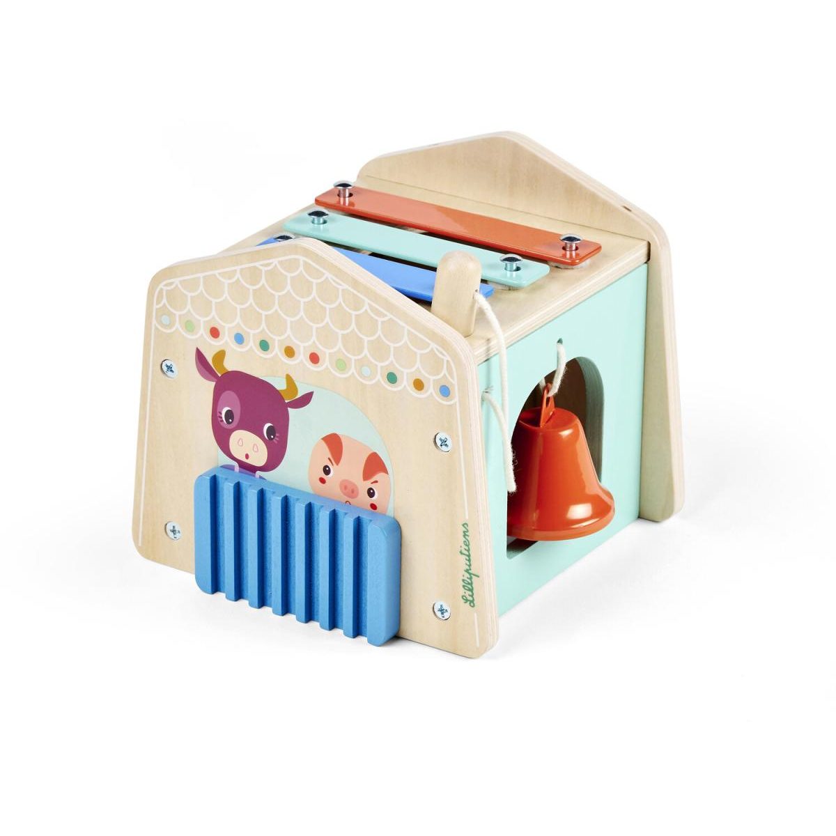 Maisonette d activites sonore en bois couleur unique, LILLIPUTIENS