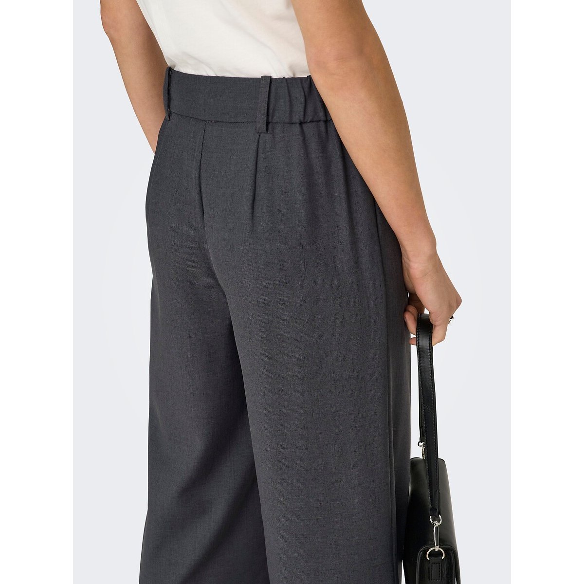 Pantaloni larghi vita alta grigio scuro, ONLY