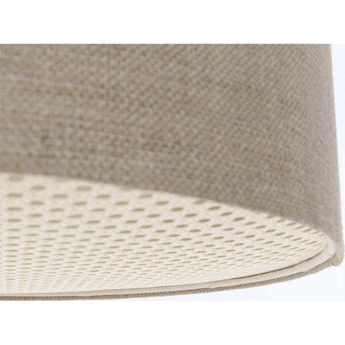 Suspension en lin rond Boho Elegant beige chanvre naturel avec rotin brun, BPS KONCEPT