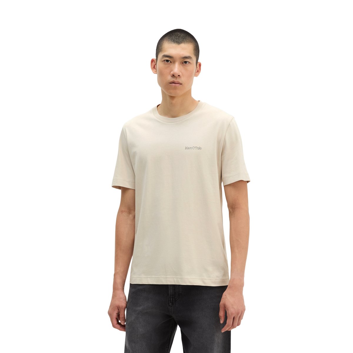 T-shirt regular en coton bio régénéré gris, MARC O'POLO