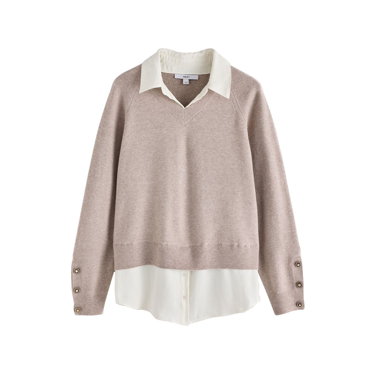Chemise en maille ultra-douce manches longues naturel, NEXT