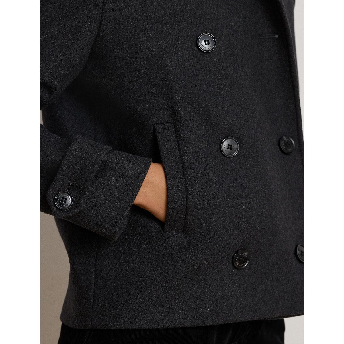 Manteau court croisé gris, LAUREN RALPH LAUREN