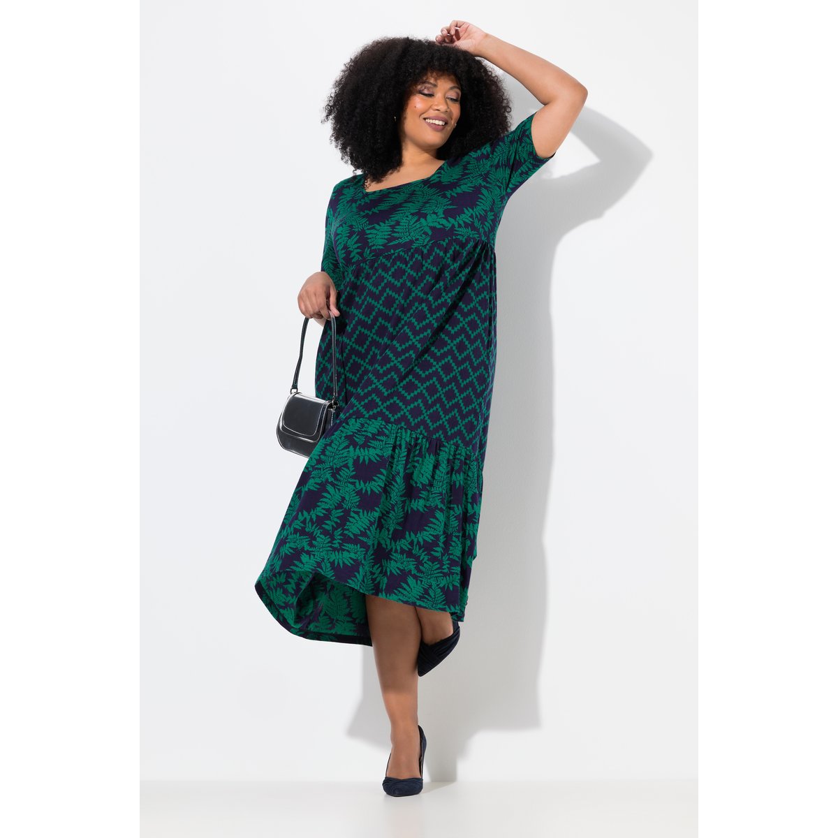 Robe en jersey maxi, coupe évasée trèfle, ULLA POPKEN