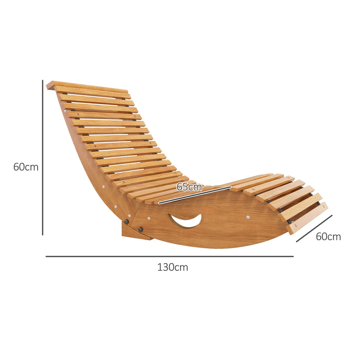 Fauteuil à bascule Bois Bois de teck couleur teck, OUTSUNNY