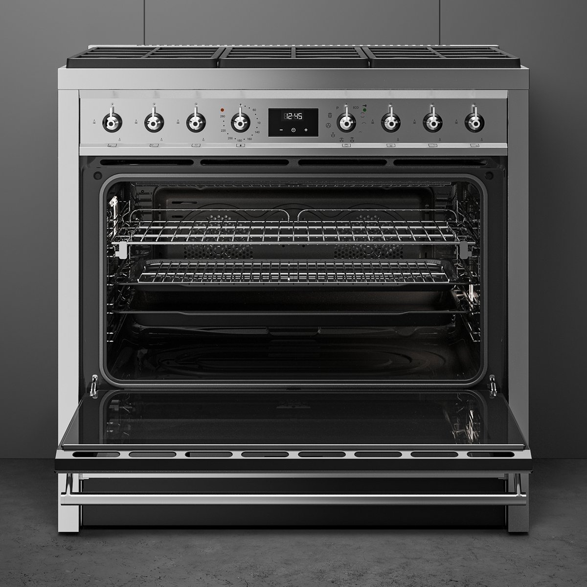 Piano de cuisson gaz 6 feux 90 cm inox satiné, SMEG
