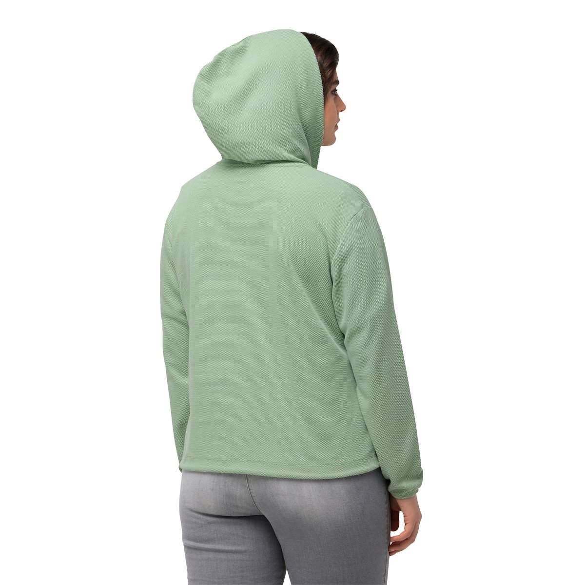 Veste à capuche en molleton piqué vert clair, ULLA POPKEN