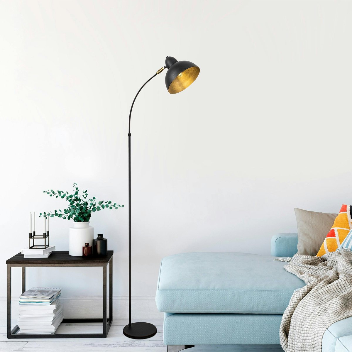 Lampadaire vintage en métal SILE noir, PIER IMPORT