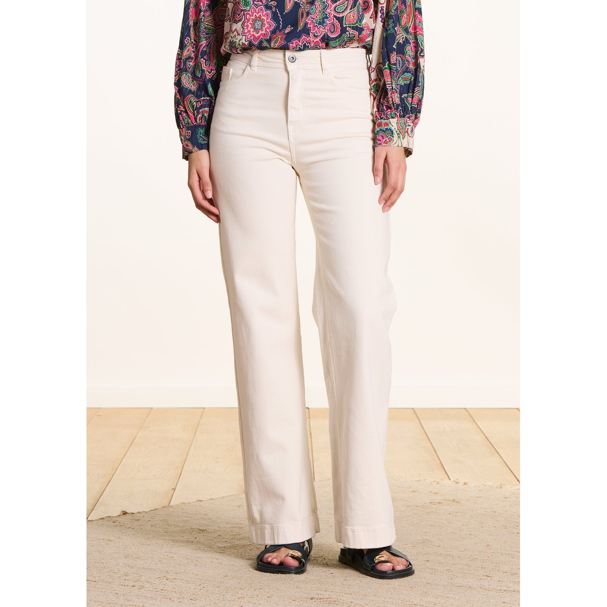 Jean large en coton biologique ecru, LA FEE MARABOUTEE