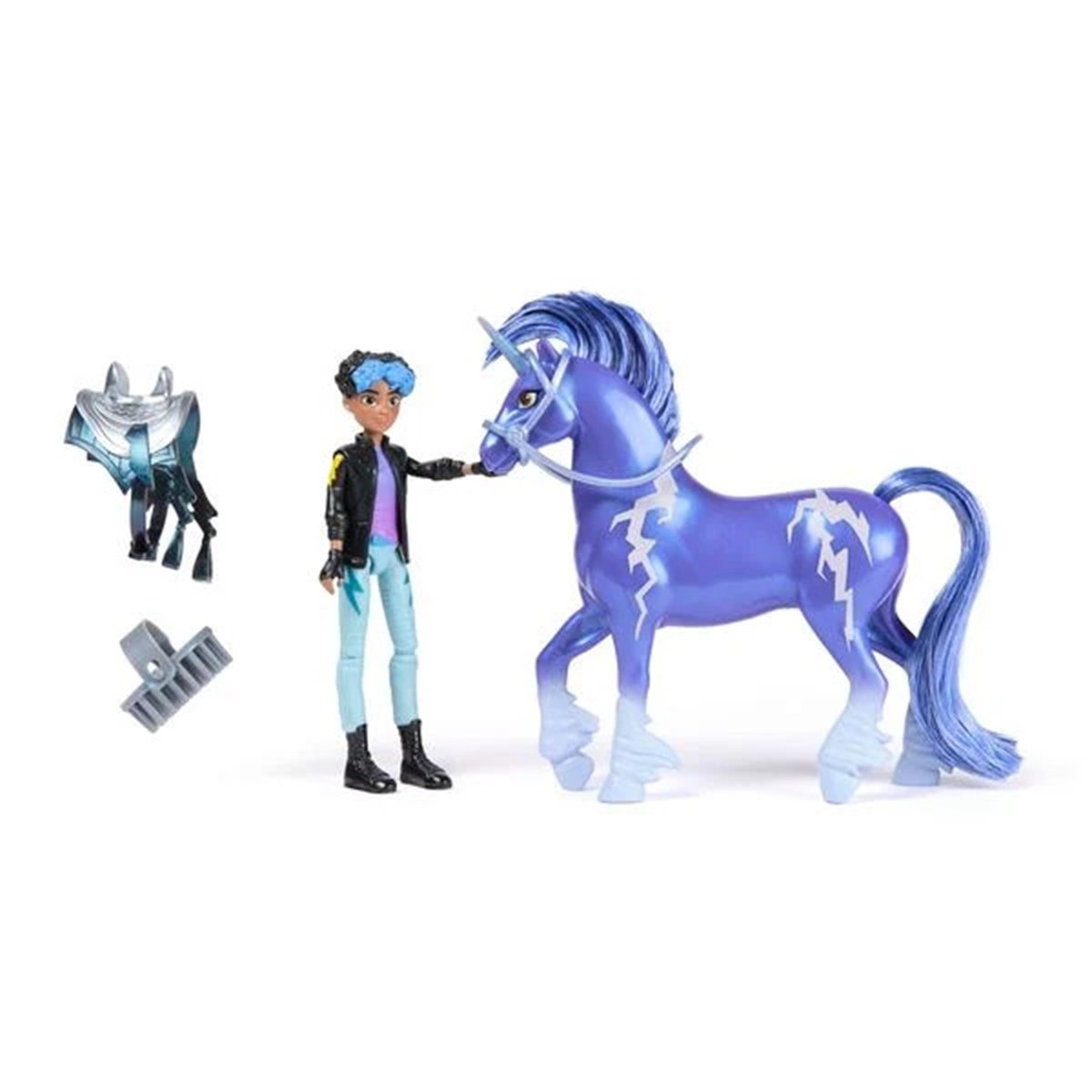 Unicorn Academy - L'école des licornes - Licorne Storm + Poupée Rory violet, SPIN MASTER