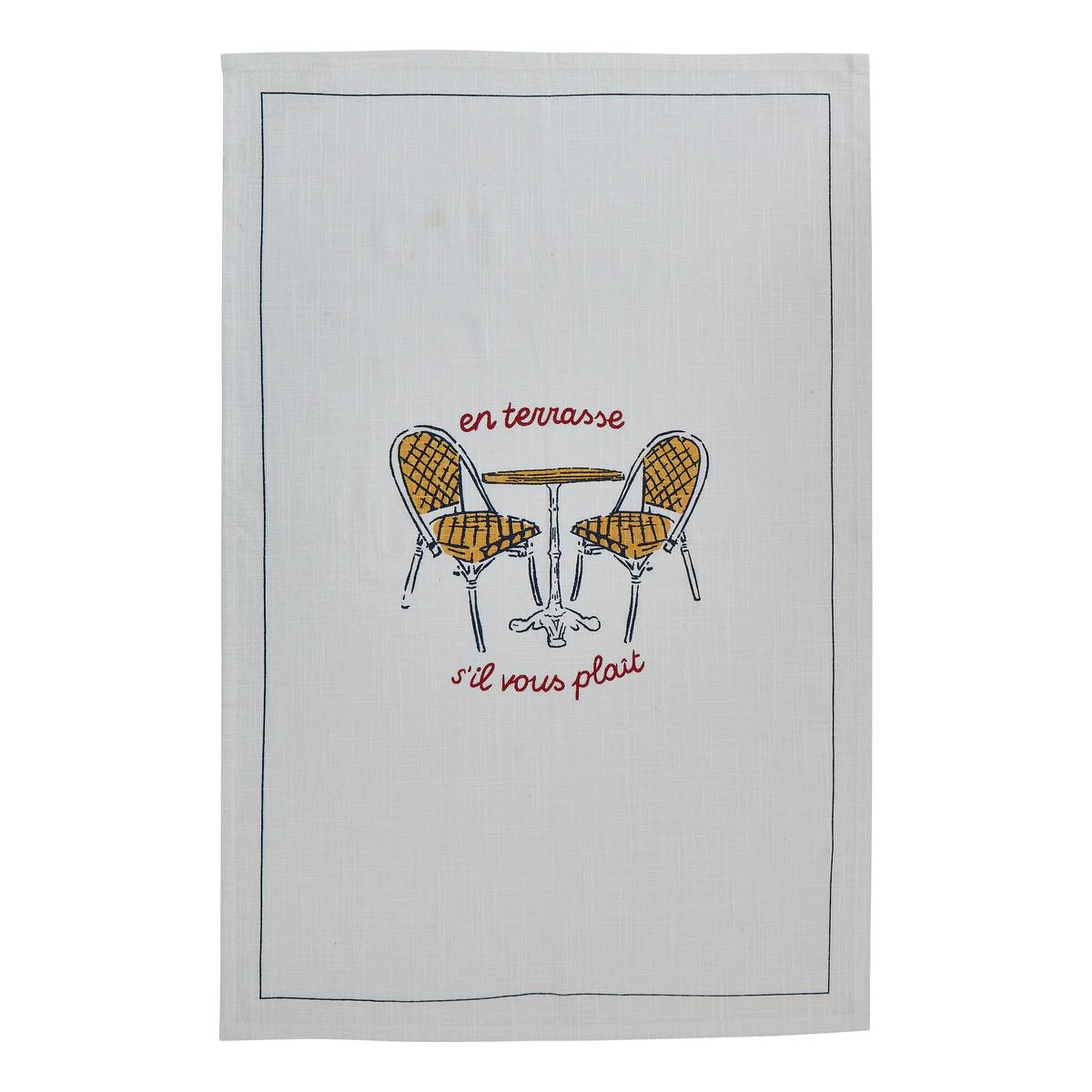 Lot de 3 torchons en coton FRA blanc, ATMOSPHERA