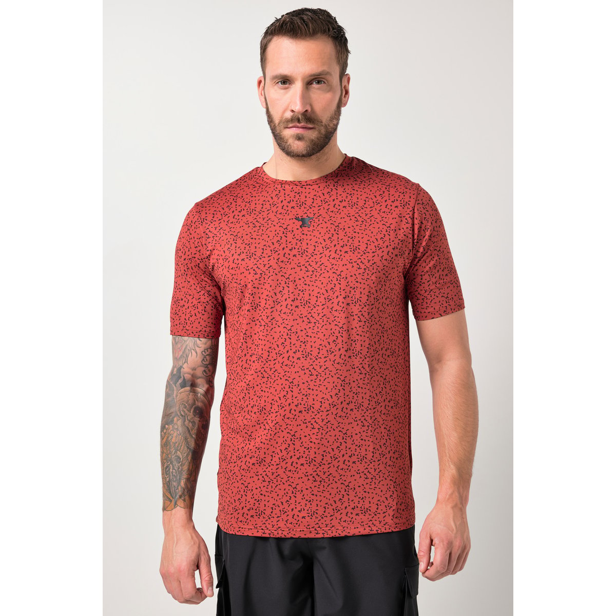 T-shirt à motif et manches courtes rouge brique, JP1880