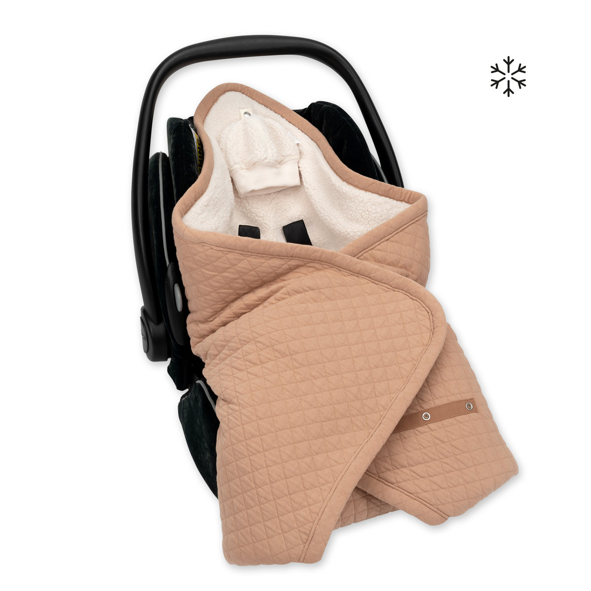 Nid d'ange bébé poussette et siège auto hiver - Teddy matelassé chaud beige, BEMINI