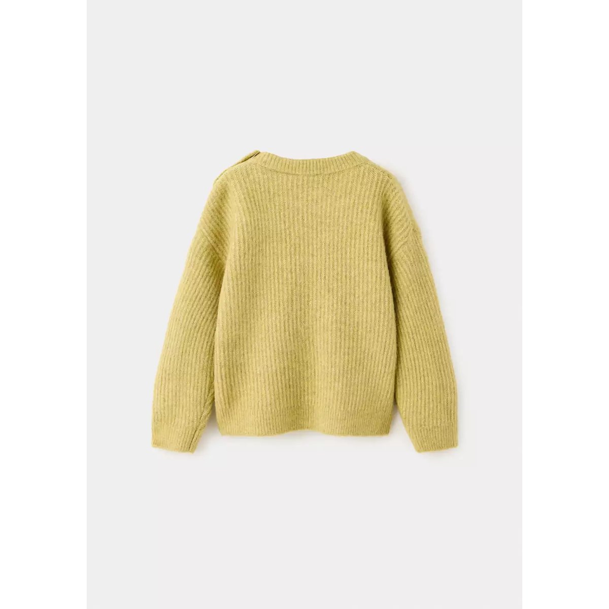 Pull-over maille côtelée boutons épaule citron vert, MANGO BABY