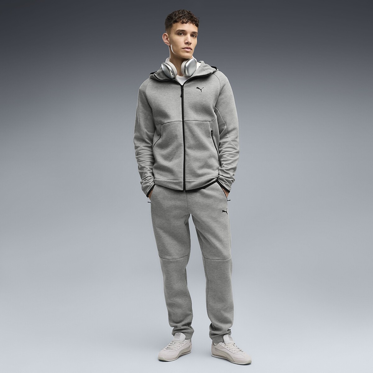 Slim-Fit-Kapuzensweatshirt, PumaTech grau meliert, PUMA
