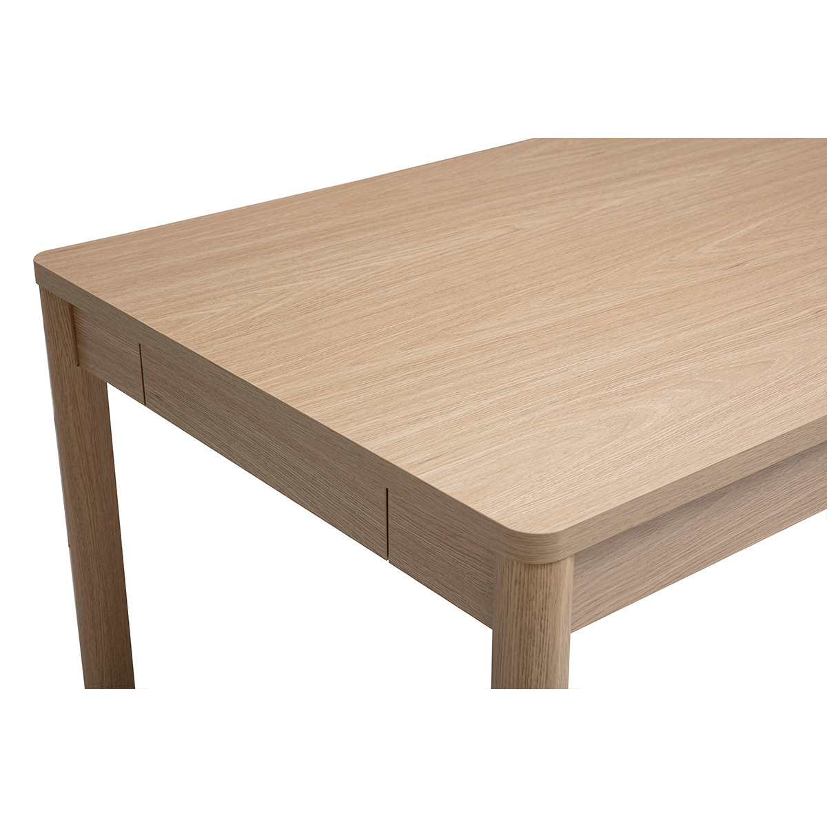 Table à manger rectangulaire avec rangements finition bois clair chêne L160 cm IZZIE couleur unique, MILIBOO