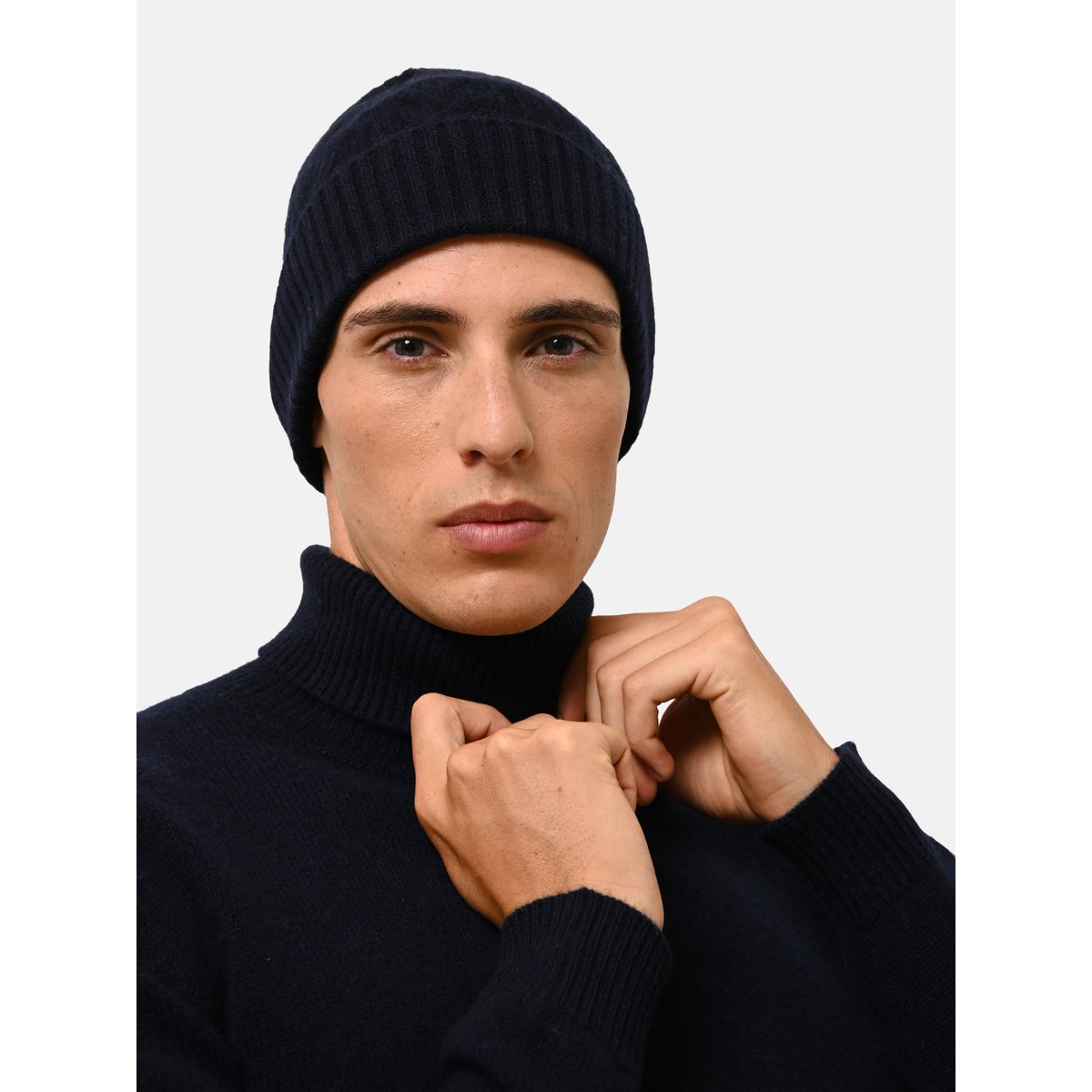 Pull Col Roulé 4 Fils Navy Sacha bleu foncé, JUST CASHMERE