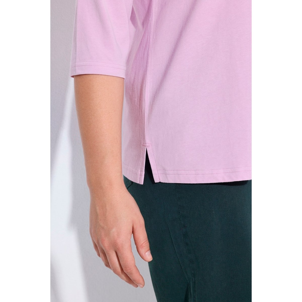 T-shirt en coton bio, motif radis vieux rose, ULLA POPKEN