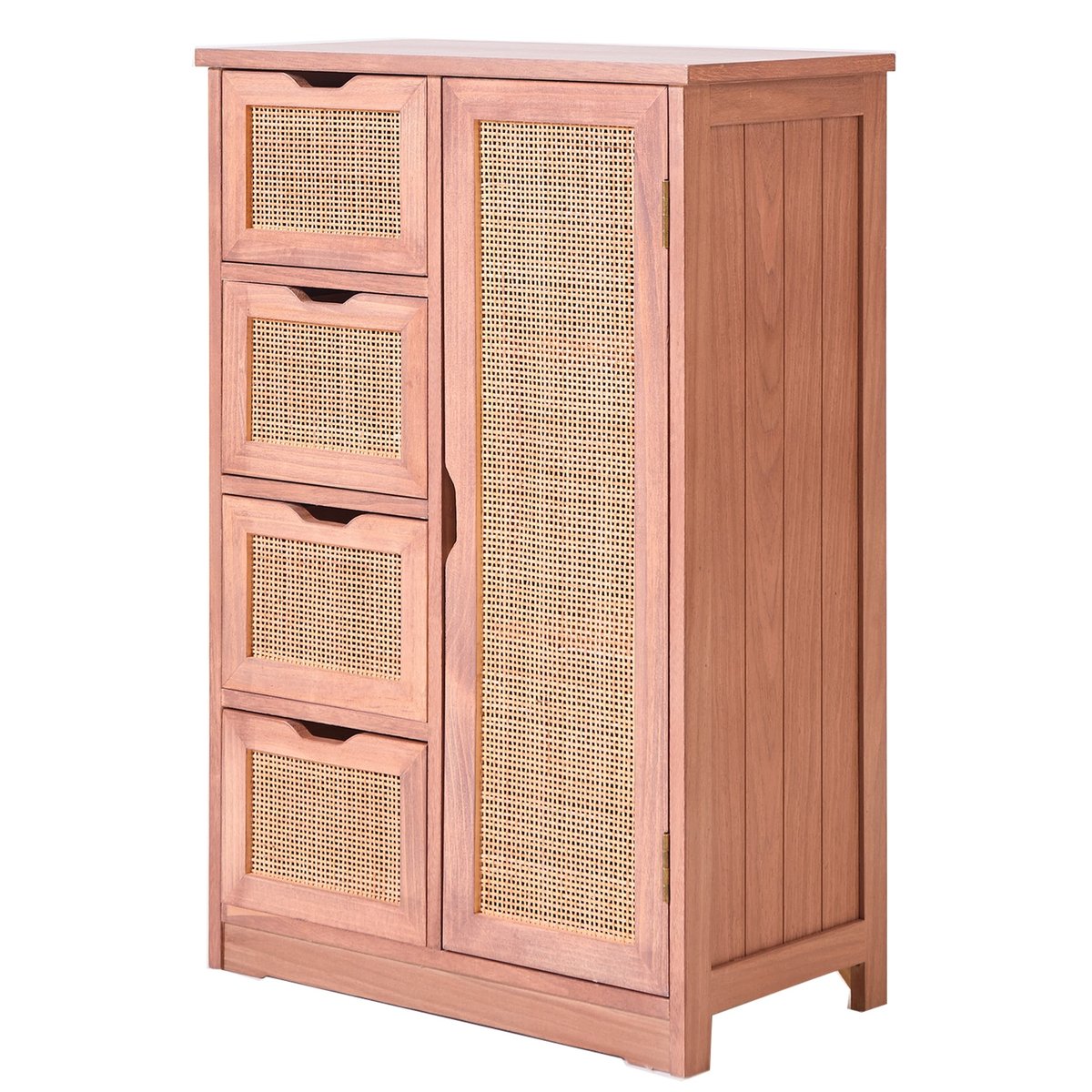 Buffet meuble de rangement, bois de noyer et rotin, KIEL marron, NORDLYS