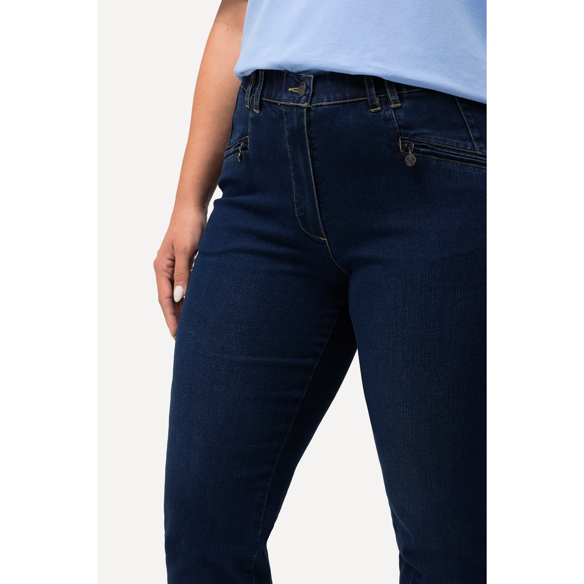 Jean Mony 7/8. Taille élastique. bleu jean, ULLA POPKEN
