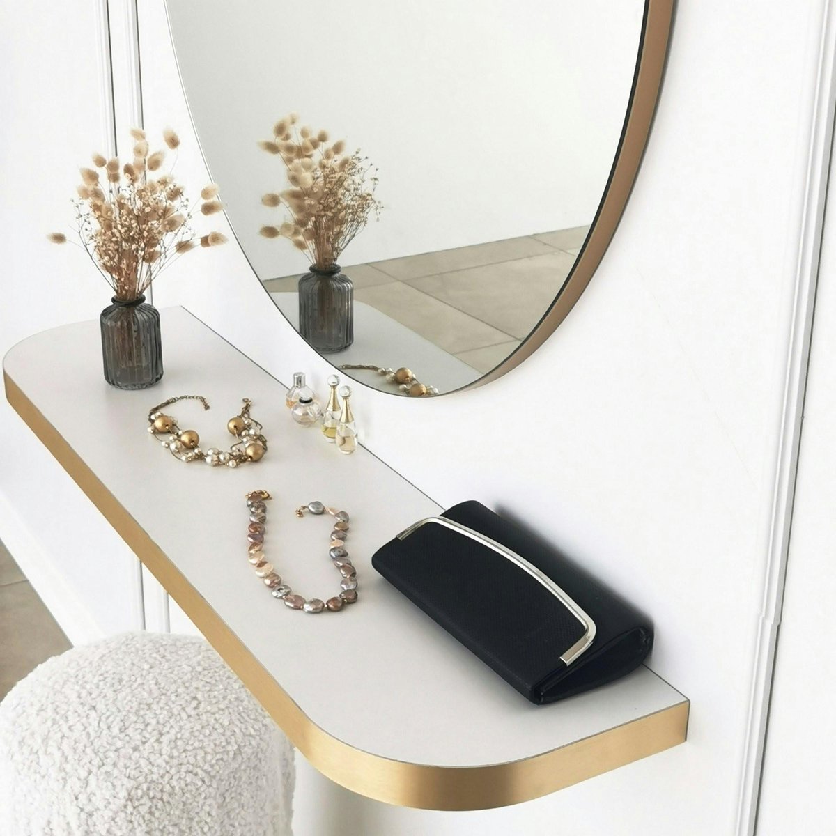 Miroir d'entrée rond bord doré Ø60 cm - style moderne CODY doré, PIER IMPORT