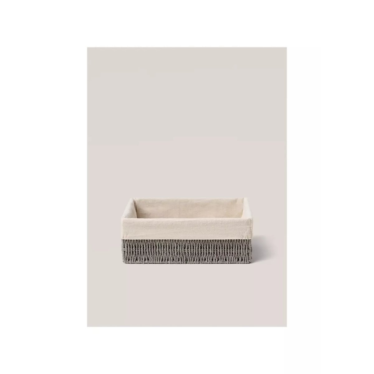 Grand panier en papier rectangulaire gris, MANGO HOME