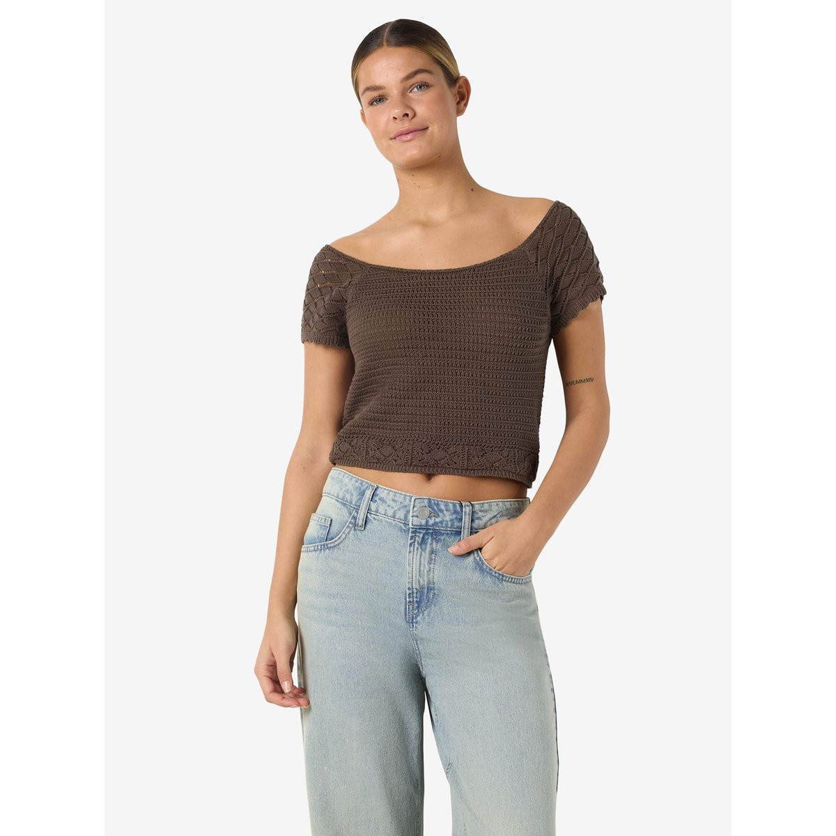 Top En Maille chocolate brown, NOISY MAY
