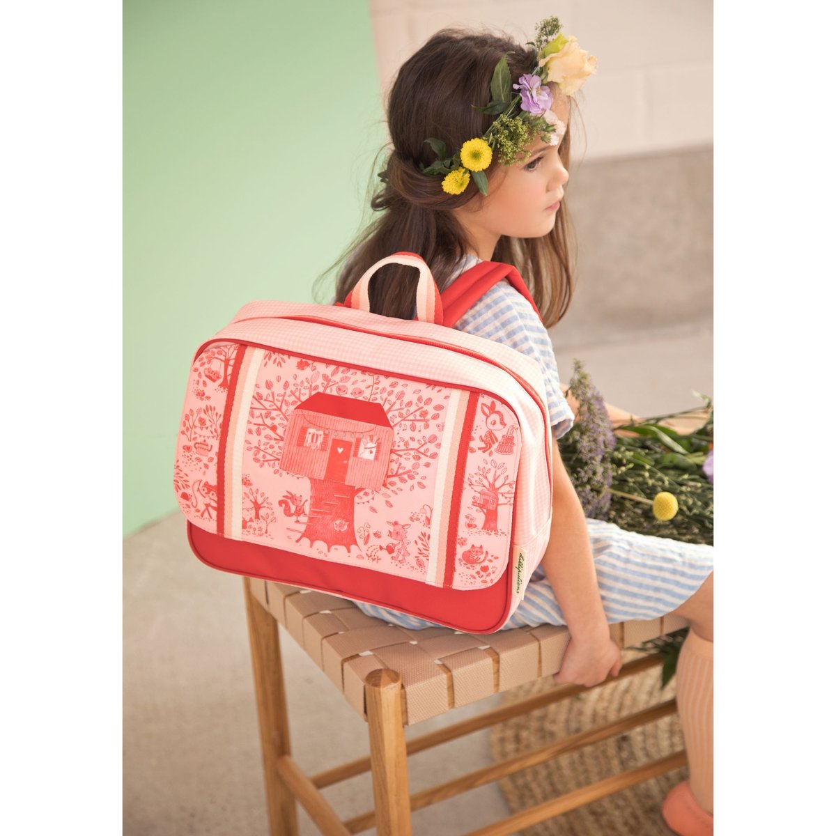 Cartable maternelle Happy Lena rouge, rose, écru, LILLIPUTIENS