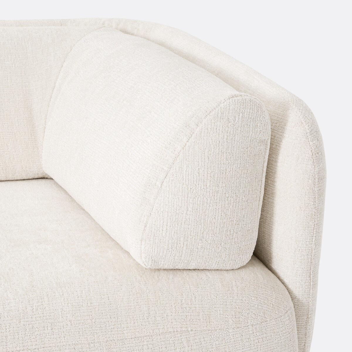 Longchair links, dik fluweel, Méridiano ecru, LA REDOUTE INTERIEURS
