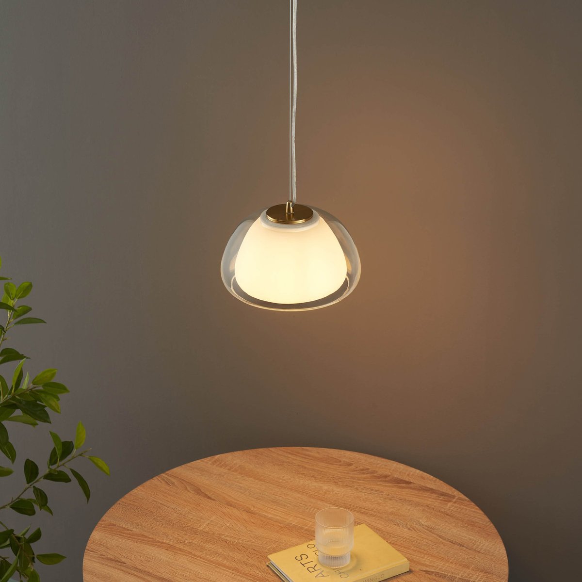 Suspension contemporaine en verre - LOMELIA transparent et blanc, KOSILUM