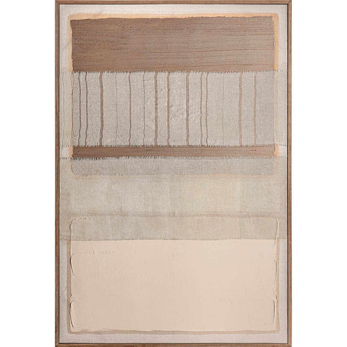 Tableau abstrait contemporain en toile marron nuances naturelles chaleureuses, RECOLLECTION