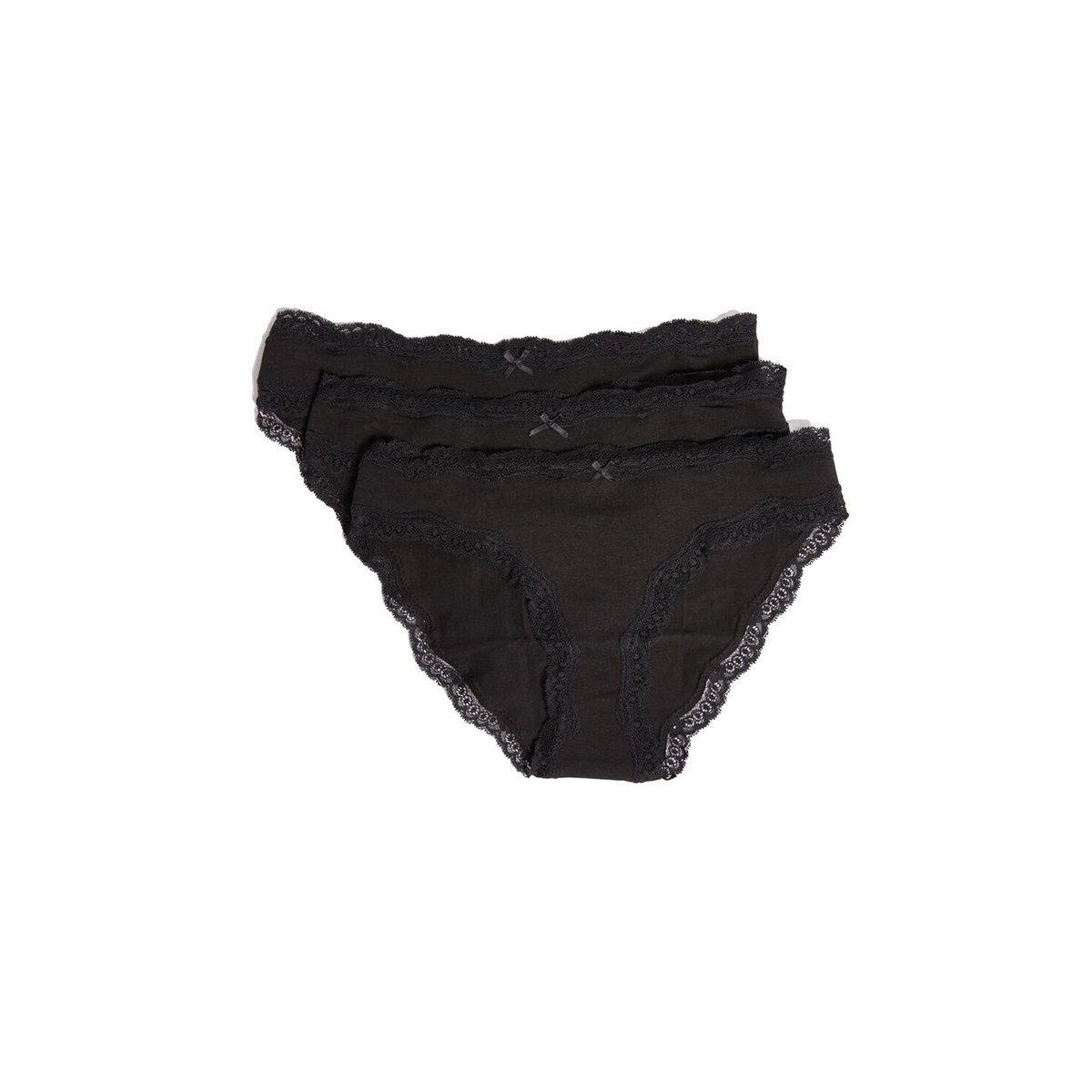 Lots de 3 culottes en coton et dentelle JIM noir, ETAM