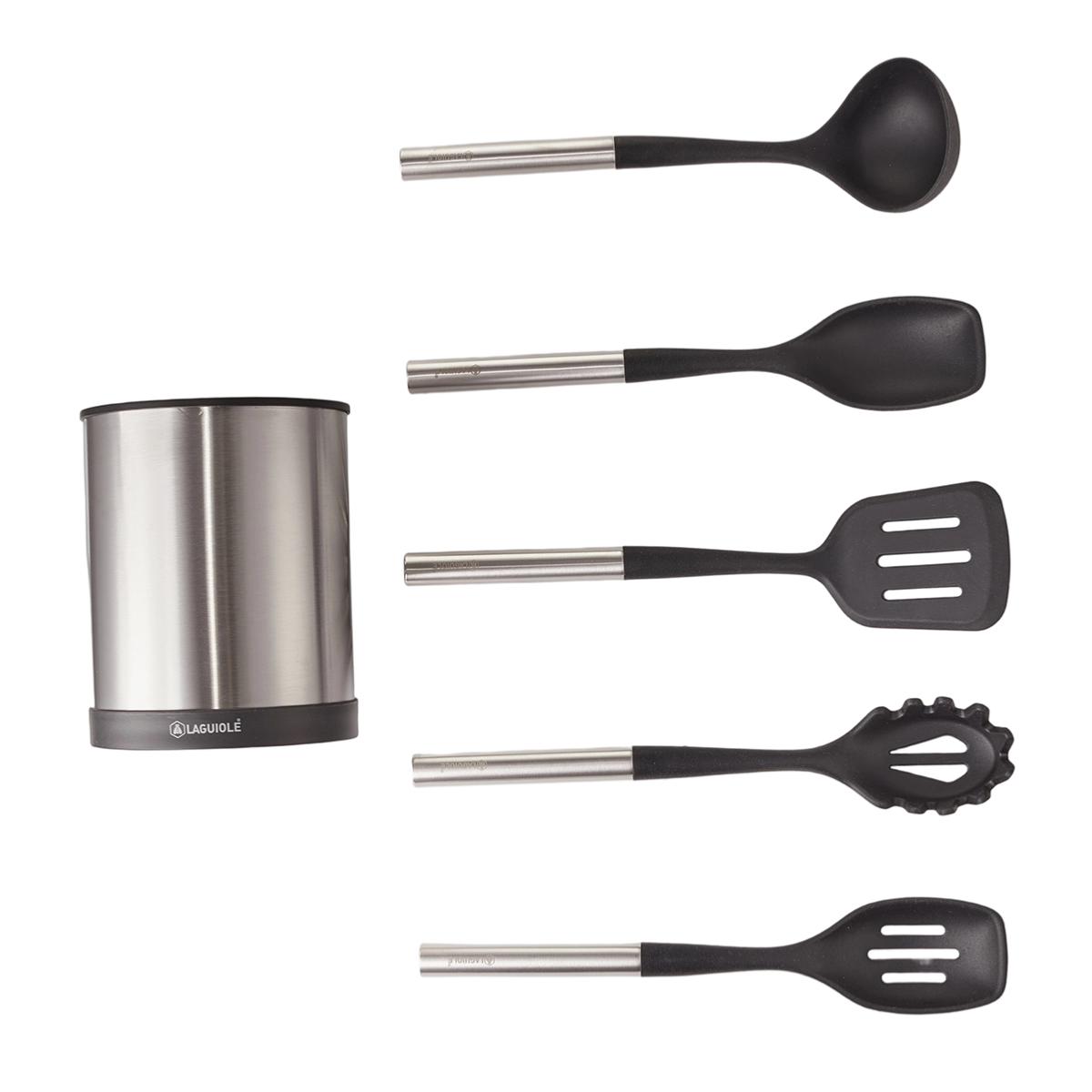Set d'ustensiles en silicone 5 pièces - "Harmonie" couleur unique, LAGUIOLE CUISSON