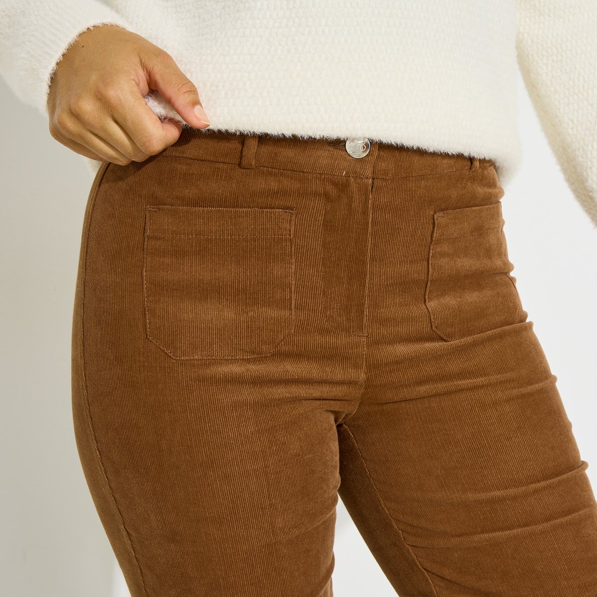 Pantalon velours côtelé marron camel, GRAIN DE MALICE