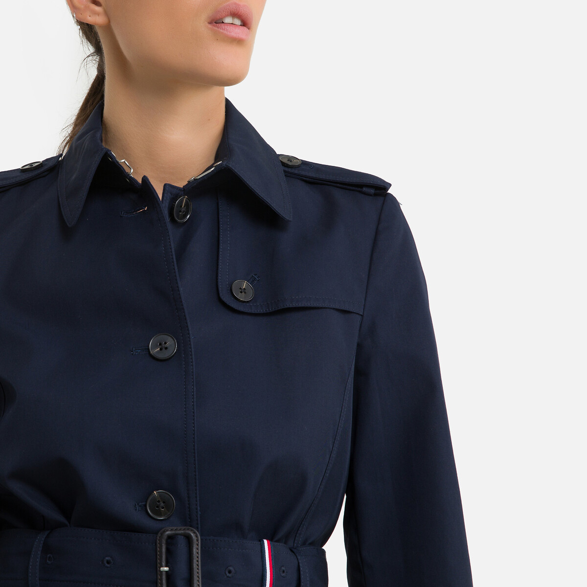 Trench mi-long fermeture boutonnée, mi-saison marine, TOMMY HILFIGER