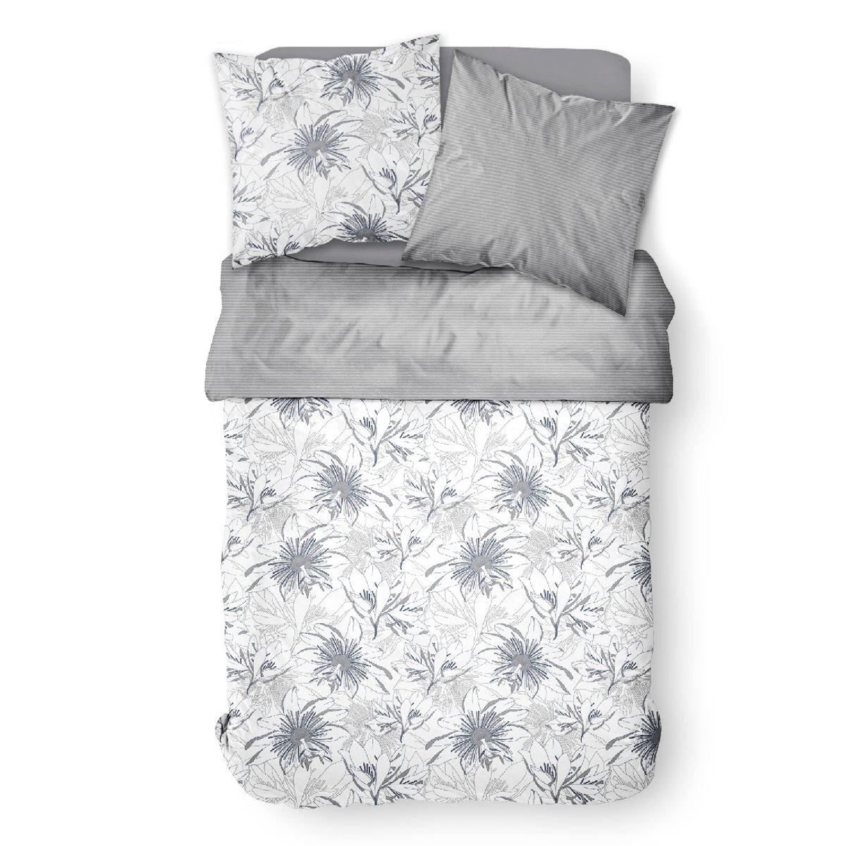 Parure de lit 2 personnes imprimé floral coton SUNSHINE KAIS blanc, TODAY